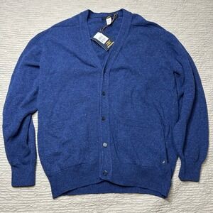New Man Mens Blue Wool Blend V-Neck Cardigan Sweater Made in France NWT Size S
